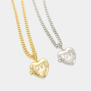 Heart Locket on Curb Link Chain