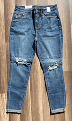 Mid-Rise Distressed Knee Jeans