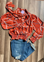 Neck Ribbon Blouse - Rust