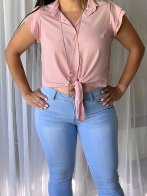 Blush Ruffle Sleeve Blouse