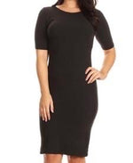 Short Sleeve Midi Bodycon Dress - Black