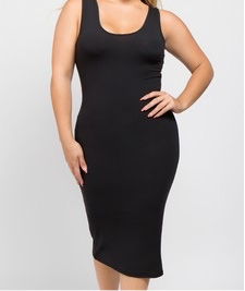 Scoop Neckline Midi Body-Con Dress